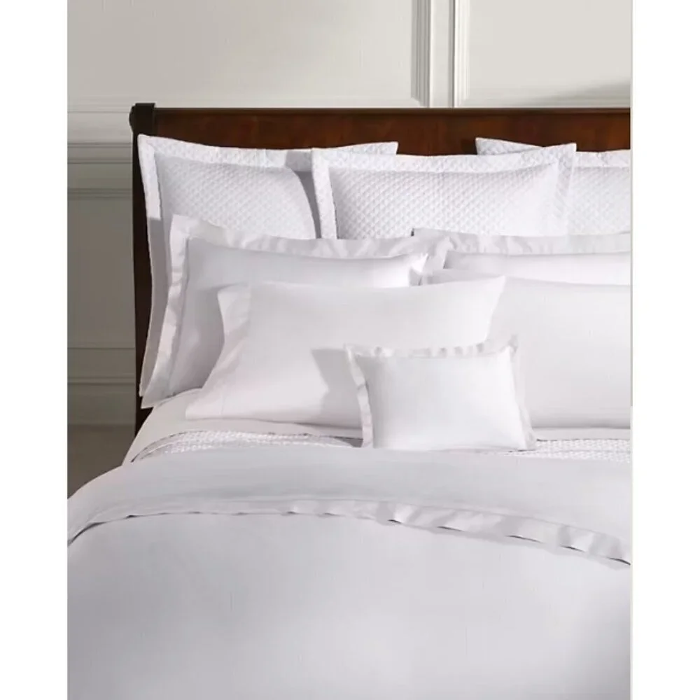 New Ralph Lauren Organic Sateen Border King Duvet Cover Parchment White